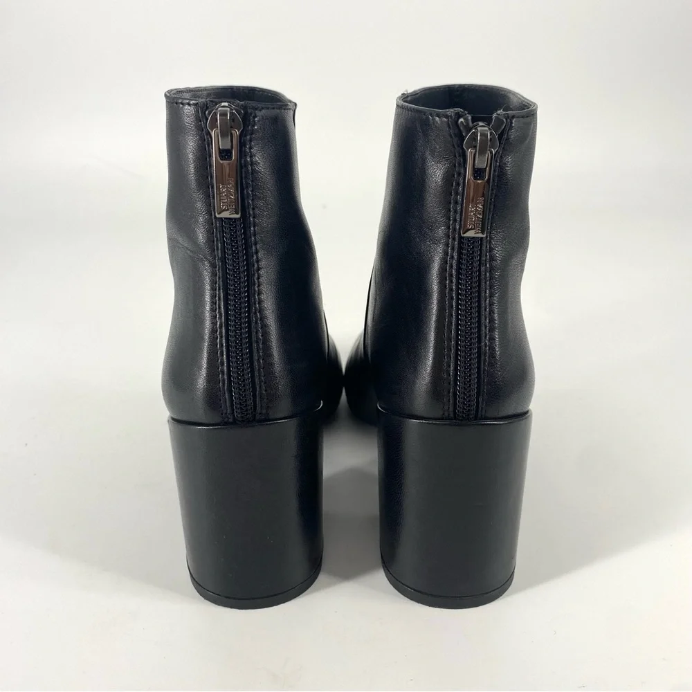 Stuart Weitzman Women's Bacari Leather High-Heel Black Booties - Picture 4 of 10
